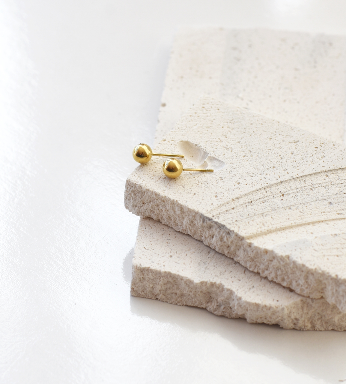 Plain Jane Ball Studs– 18K Gold Waterproof Earrings - Image 4