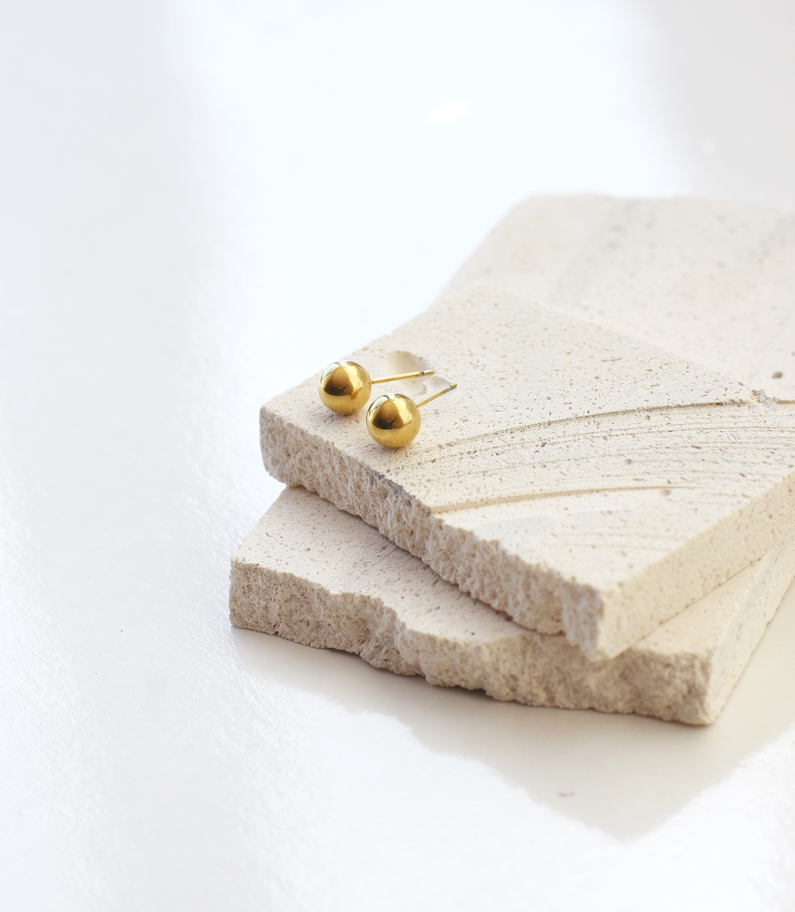 Plain Jane Ball Studs– 18K Gold Waterproof Earrings - Image 5