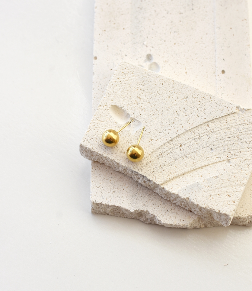 Plain Jane Ball Studs– 18K Gold Waterproof Earrings - Image 9