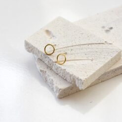 Dainty Circle Studs - 18k Gold Waterproof Earrings