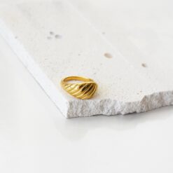Twisted Dome Statement Ring – 18K Gold Waterproof