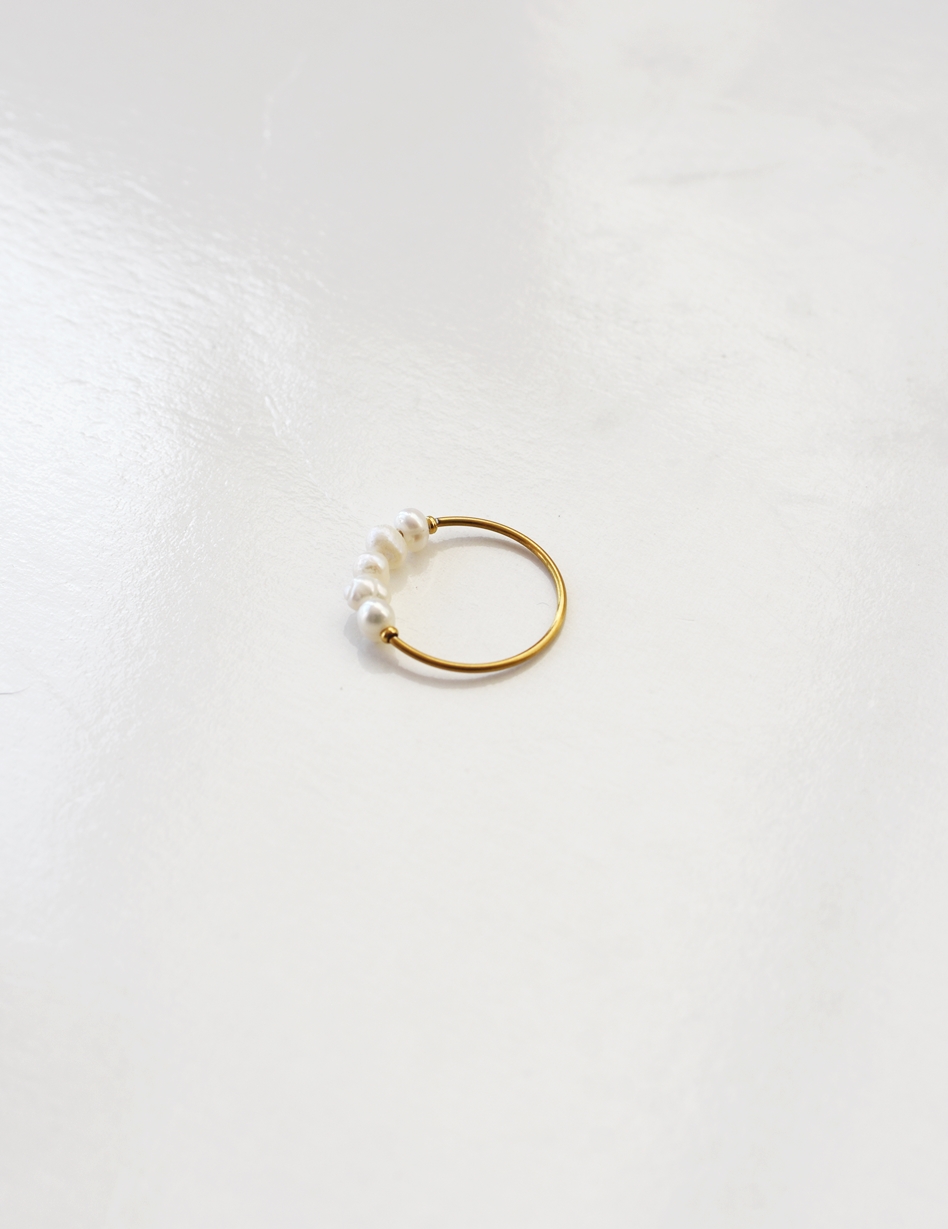 Multi Pearl Stack Ring – 18K Gold Waterproof - Image 3