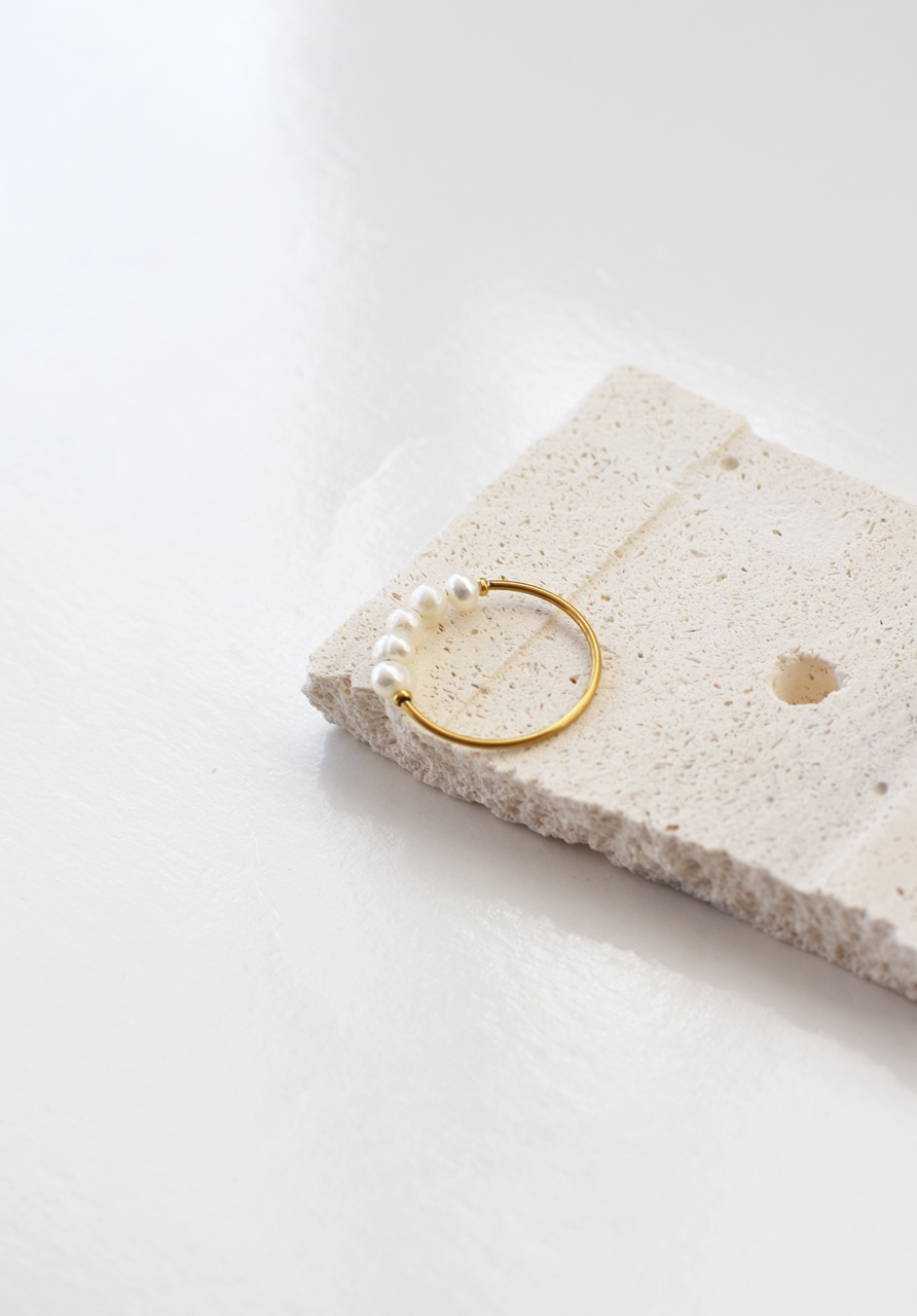Multi Pearl Stack Ring – 18K Gold Waterproof - Image 5