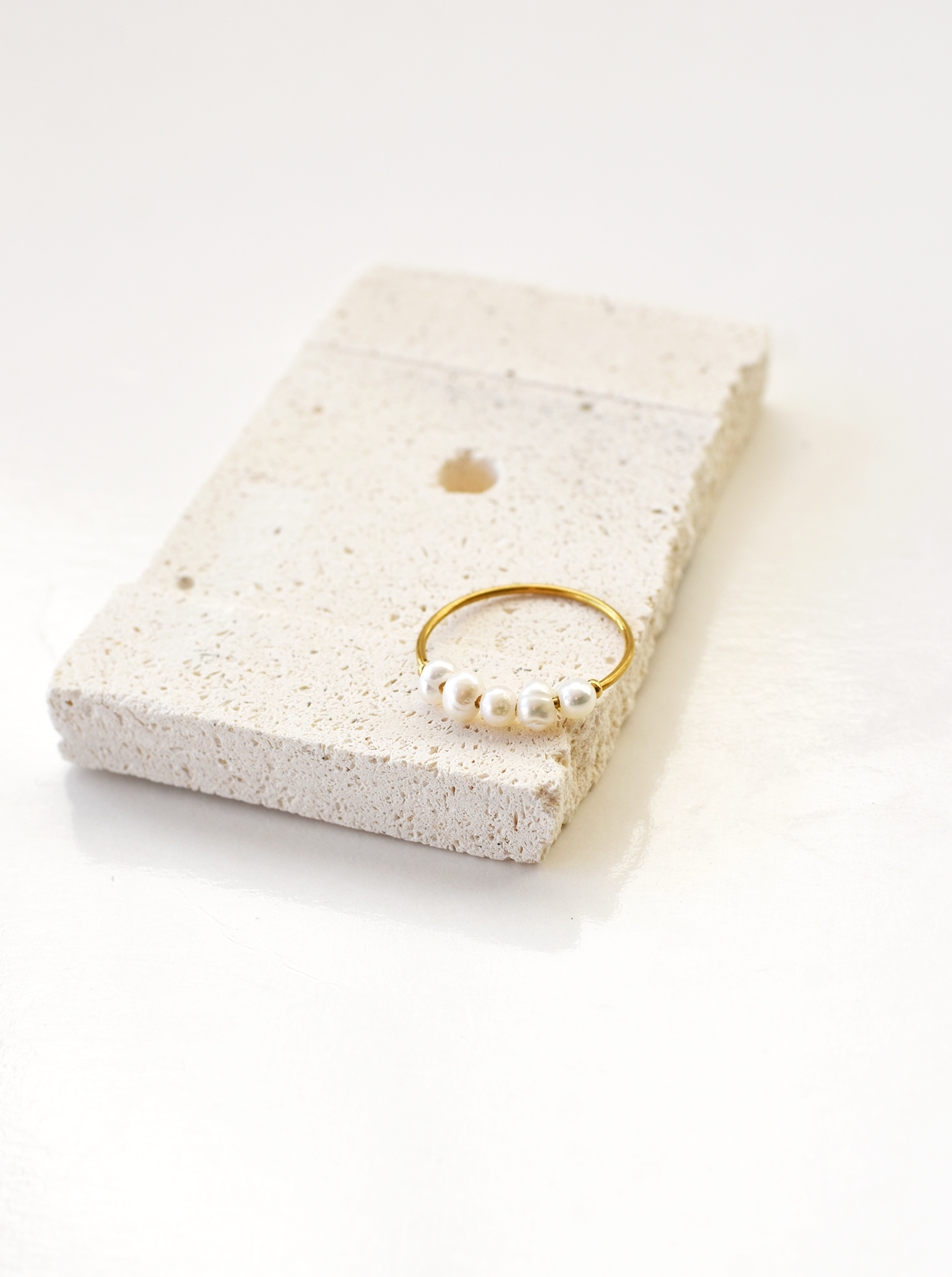 Multi Pearl Stack Ring – 18K Gold Waterproof - Image 2