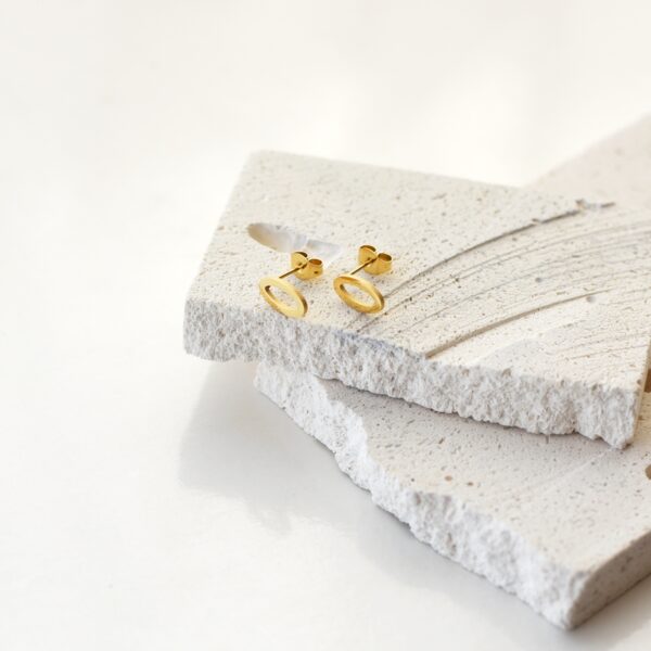Hollow Oval Studs – 18K Gold Waterproof Earrings