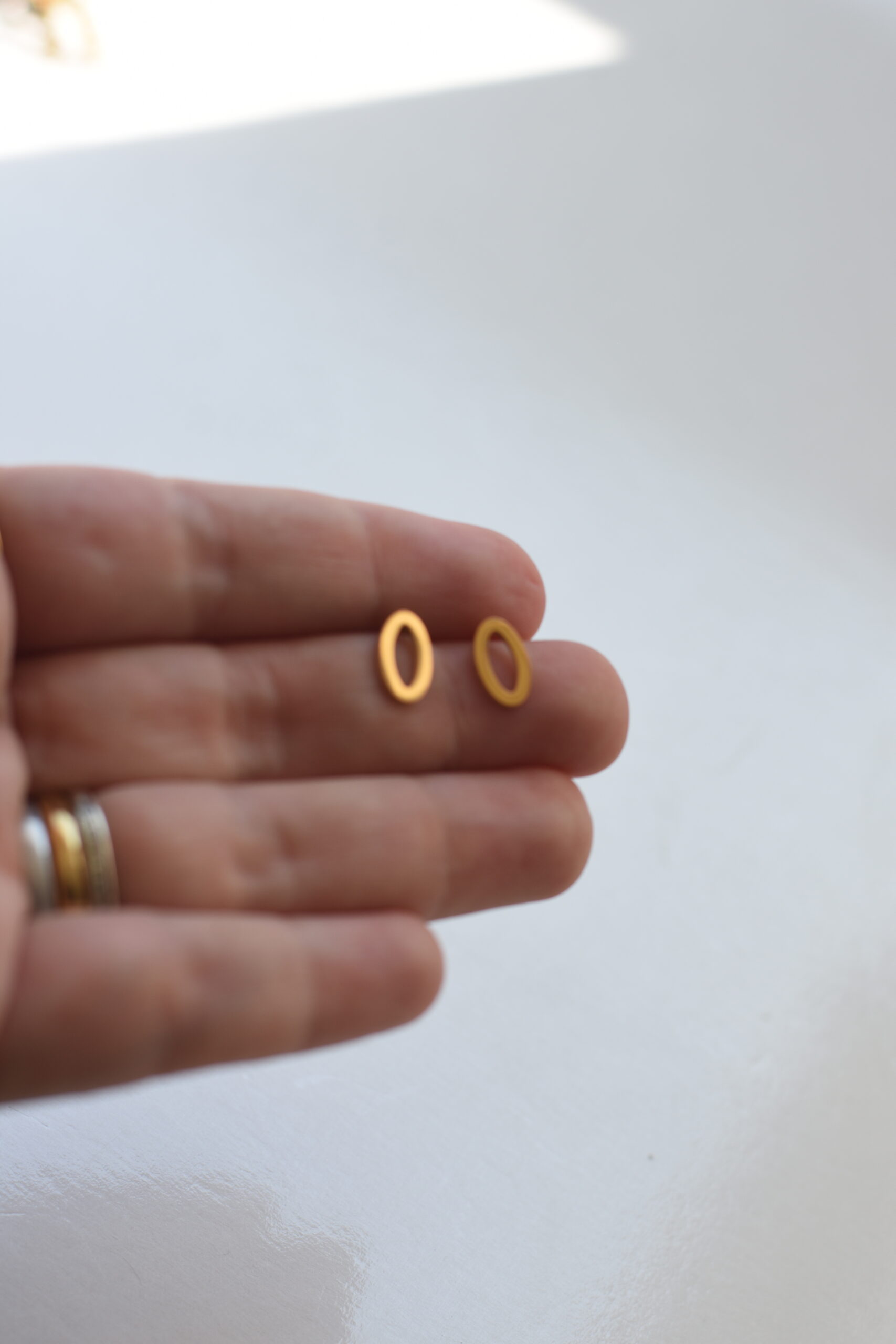 Hollow Oval Studs – 18K Gold Waterproof Earrings - Image 3