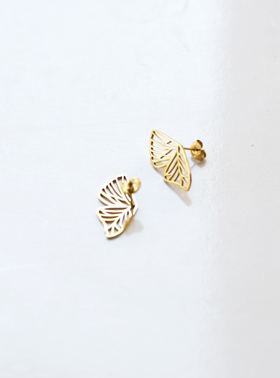 Butterfly Wing Cut-out Studs – 18K Gold Waterproof Earrings - Image 4