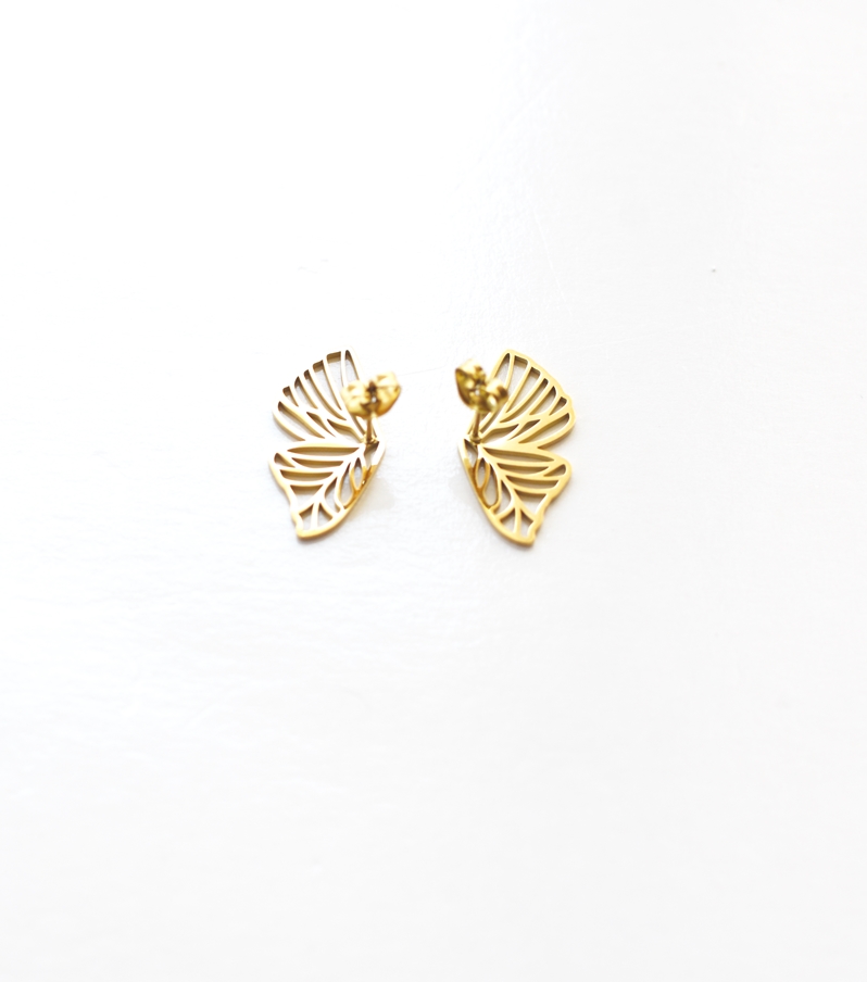 Butterfly Wing Cut-out Studs – 18K Gold Waterproof Earrings - Image 2
