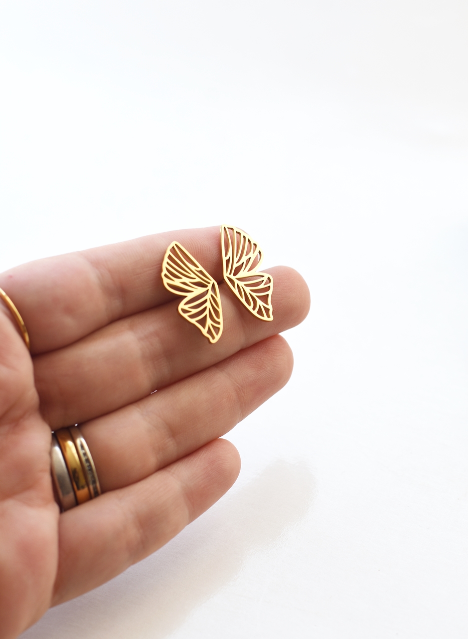 Butterfly Wing Cut-out Studs – 18K Gold Waterproof Earrings