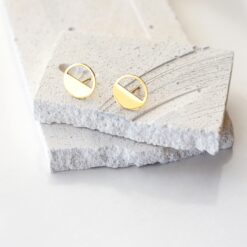 Simplistic Half-Circle Studs – 18K Gold Waterproof Earrings