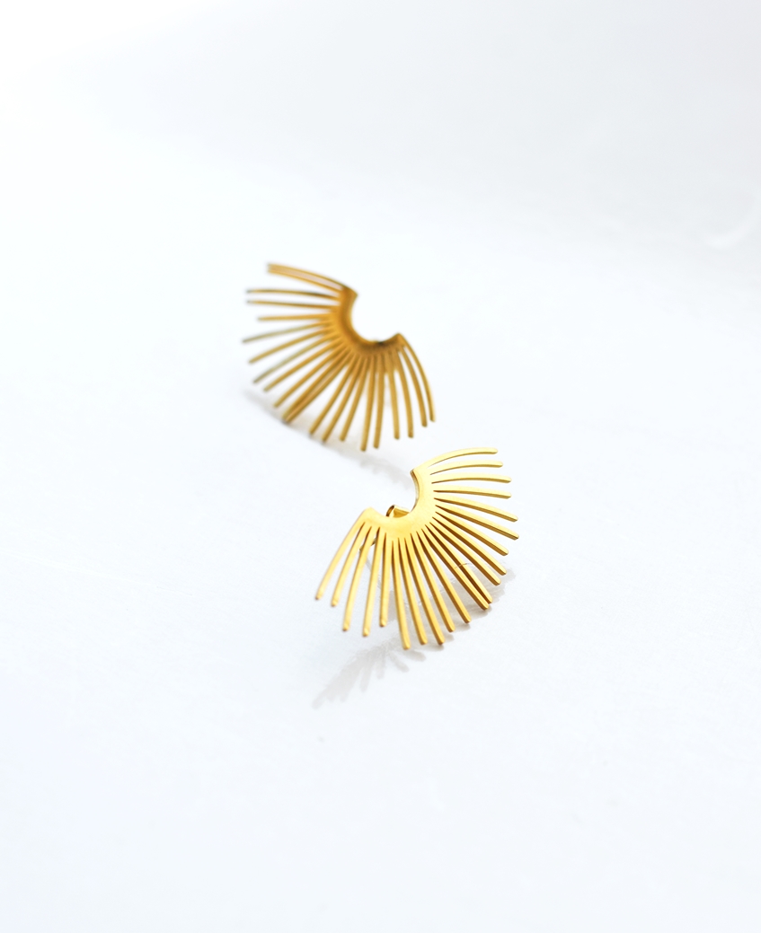 Sunburst Statement Studs – 18K Gold Waterproof Earrings
