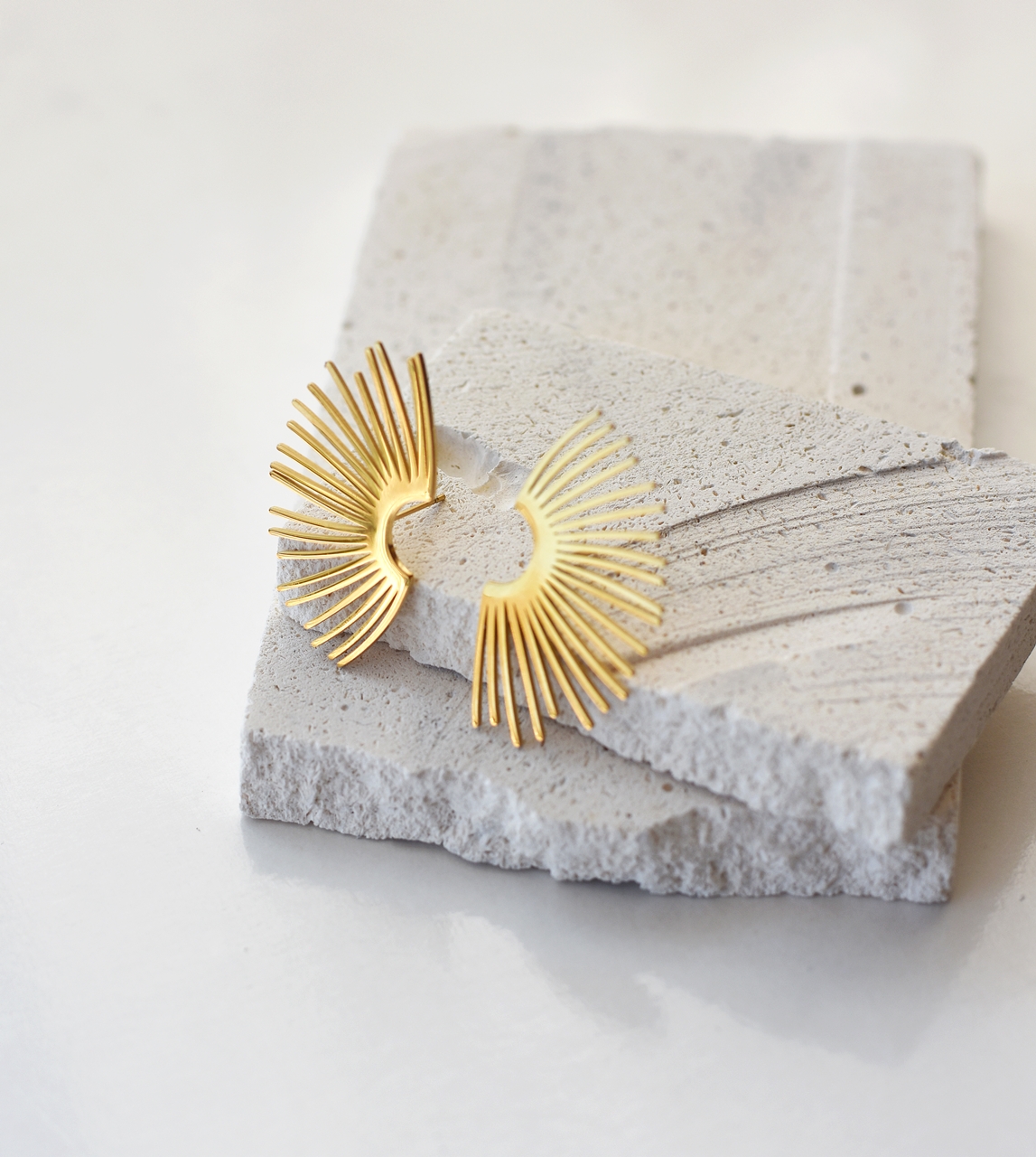 Sunburst Statement Studs – 18K Gold Waterproof Earrings - Image 3
