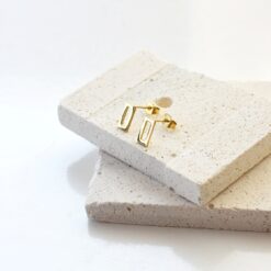 Outline Rectangle Studs – 18K Gold Waterproof Earrings