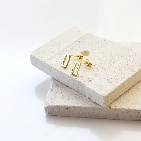 Outline Rectangle Studs – 18K Gold Waterproof Earrings