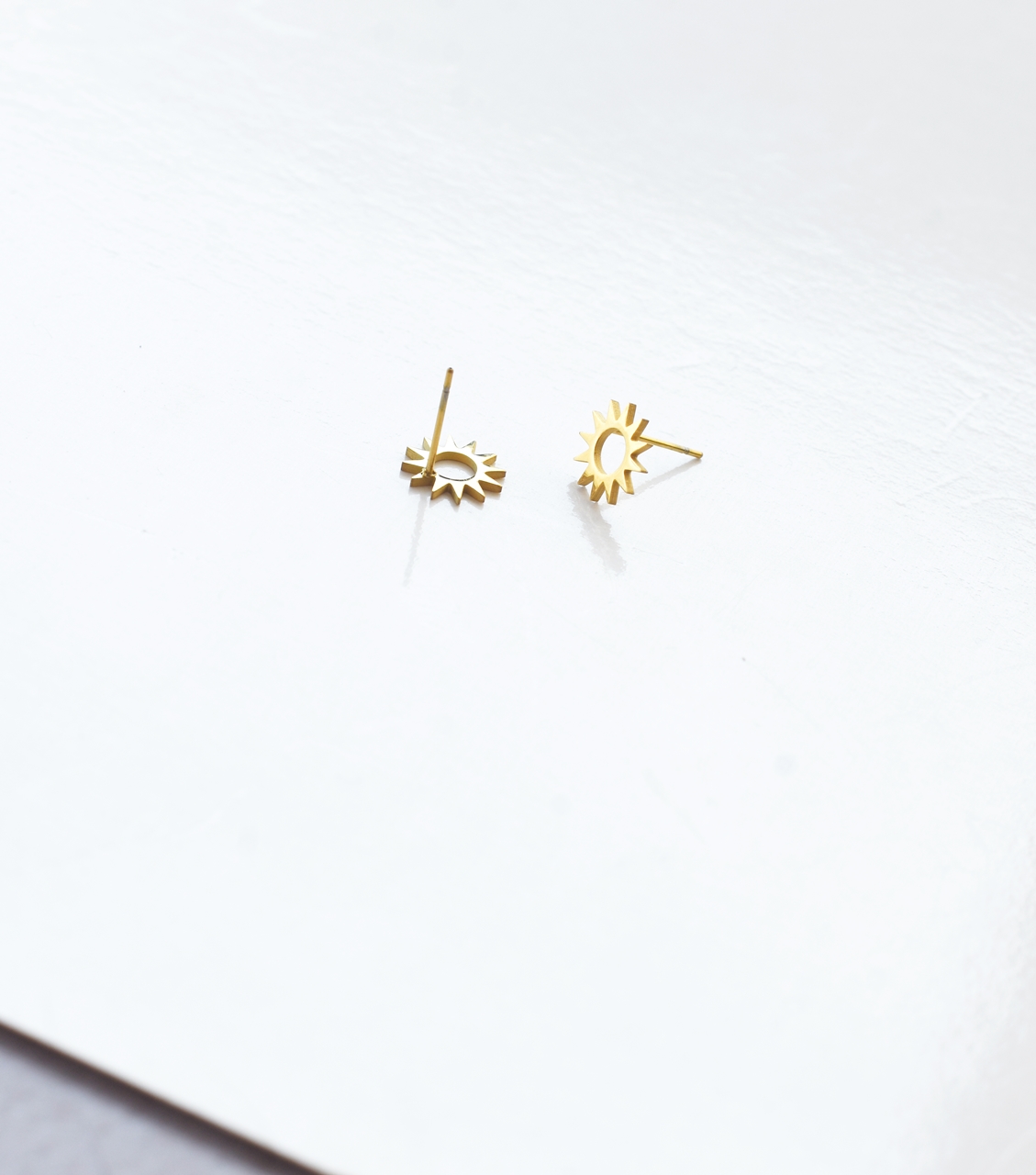 Little Sunburst Studs – 18K Gold Waterproof Earrings - Image 5