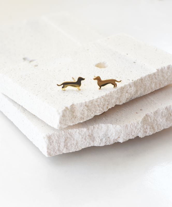 Dachshund Studs – 18K Gold Waterproof Sausage Dog Earrings