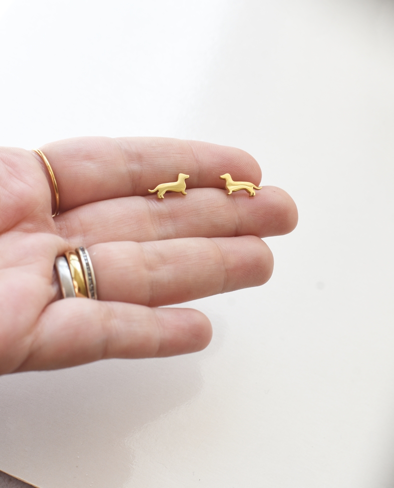 Dachshund Studs – 18K Gold Waterproof Sausage Dog Earrings - Image 2