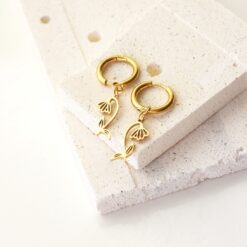 Golden Bloom Floral Hoops – 18K Gold Waterproof Earrings