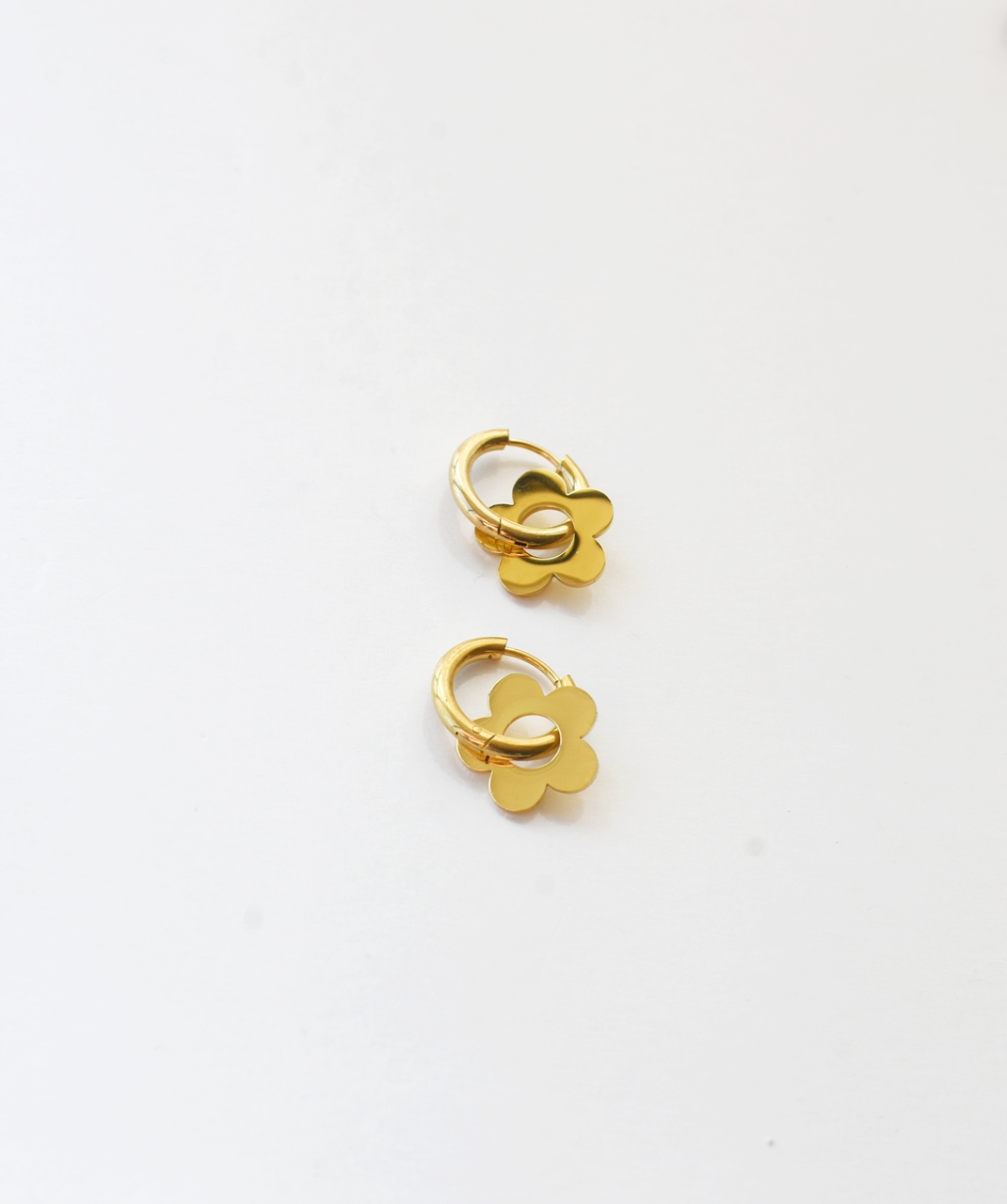 Flower Hoops Simplistic – 18K Gold Waterproof Earrings - Image 5