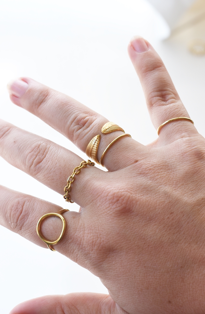 Leaf Wrap Ring – 18K Gold Waterproof - Image 7