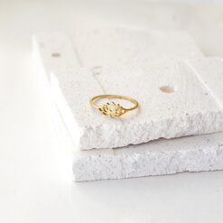Delicate Lotus Ring – 18K Gold Waterproof