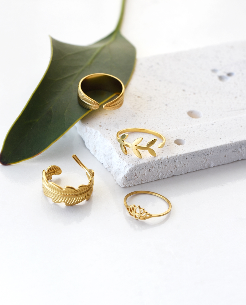 Leaf Wrap Ring – 18K Gold Waterproof - Image 9