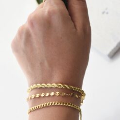Multi textured Bracelet Stack Combo- 18K Gold Waterproof - Thin and Sleek