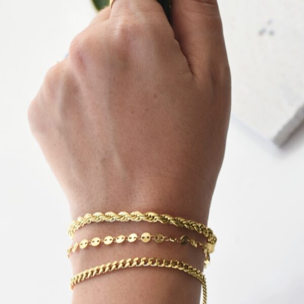 Multi textured Bracelet Stack Combo- 18K Gold Waterproof - Thin and Sleek