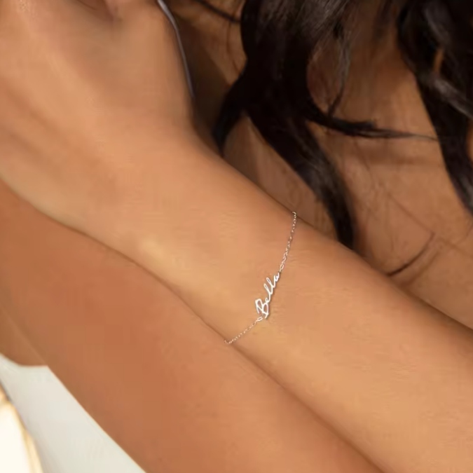 Golden Script Name Bracelet – 14K Gold Waterproof Or Silver - Image 3