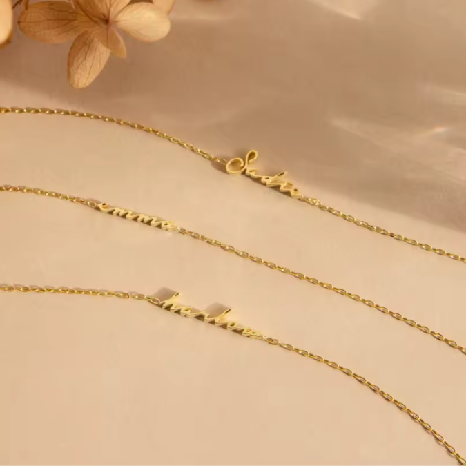 Golden Script Name Bracelet – 14K Gold Waterproof Or Silver - Image 2
