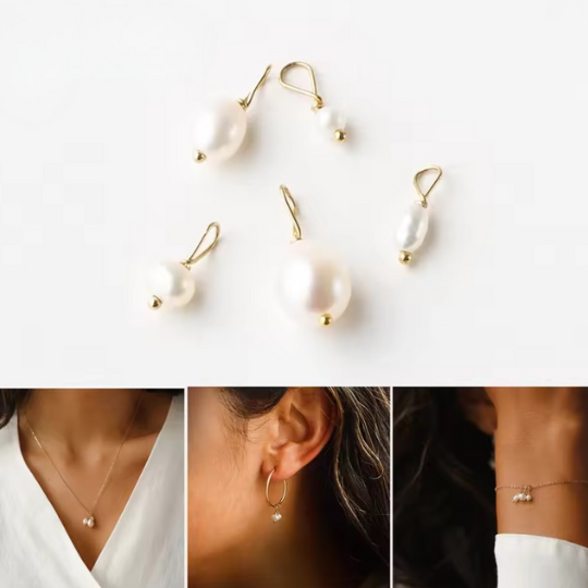 Mini Pearl Combo ~5 Piece Freshwater Pearl Set~ 14K Gold Waterproof - Image 2