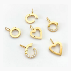 Golden Loop Lock Charm ~ With Bail~ 14K Gold Waterproof