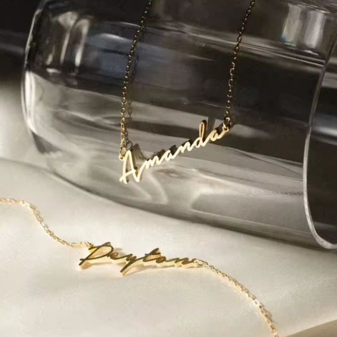 Golden Script Name Bracelet – 14K Gold Waterproof Or Silver - Image 4
