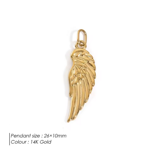 Angel Wing Charm Pendant Collection – 14K Gold Waterproof - Image 3