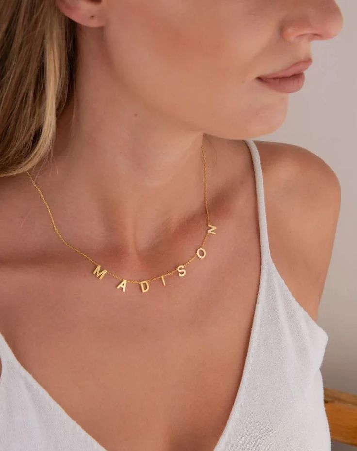 Block-Letter Name Necklace – 14K Gold Or Silver Waterproof - Image 2