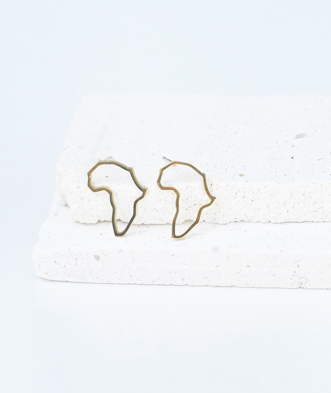 Africa Outline Studs– 14K Gold Waterproof Earrings - Image 3