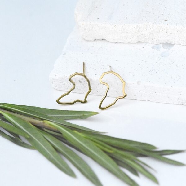 Africa Outline Studs– 14K Gold Waterproof Earrings