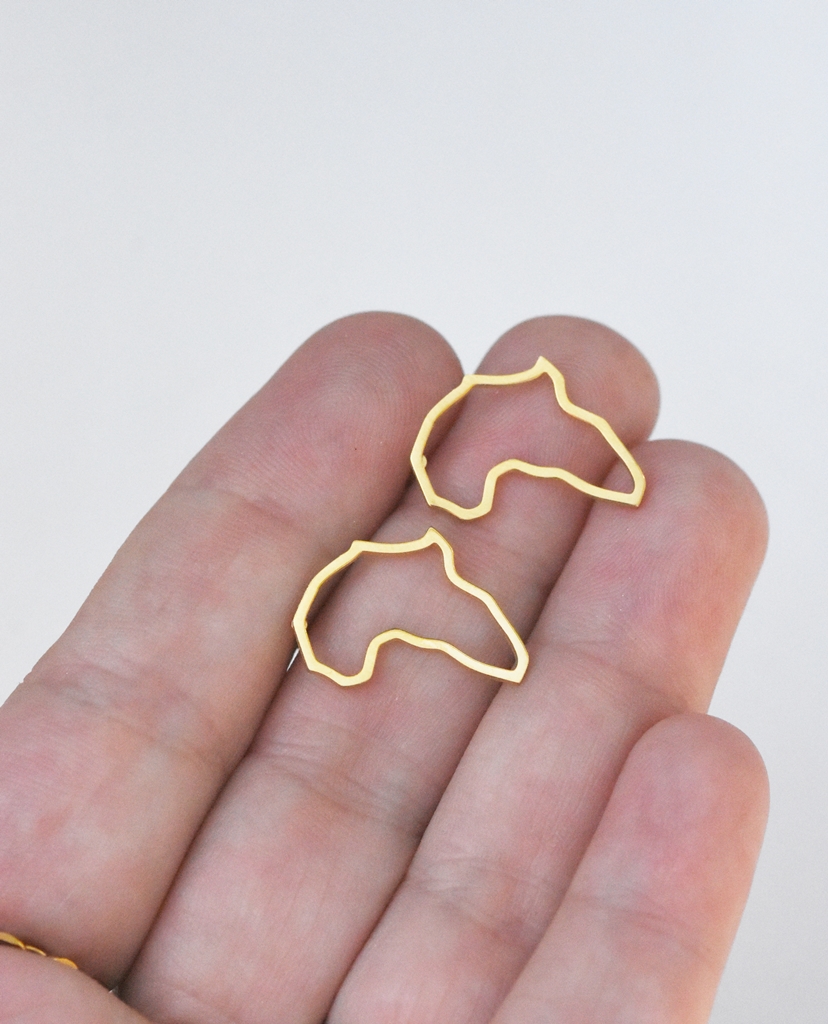 Africa Outline Studs– 14K Gold Waterproof Earrings - Image 6