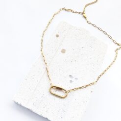 Plain Jane Link Necklace ~Paperclip Chain & Carabiner Lock ~ 14K Gold Waterproof