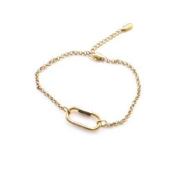 Plain Jane Link Bracelet ~Rolo Chain & Carabiner Lock ~ 14K Gold Waterproof