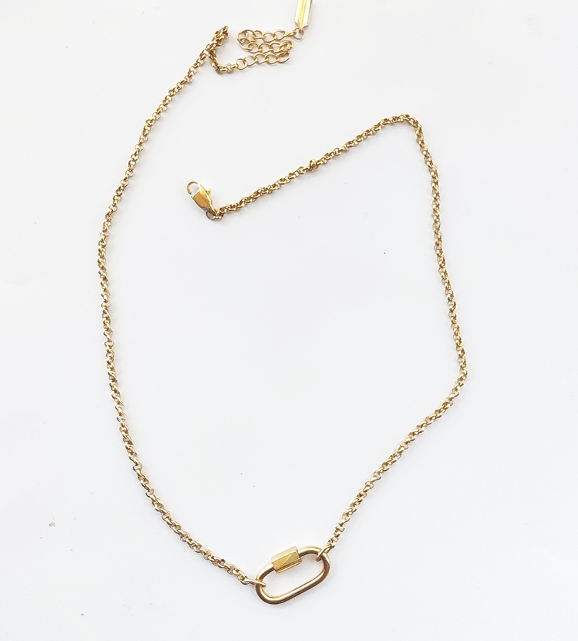 Plain Jane Link Necklace ~Rolo Chain & Carabiner Lock ~ 14K Gold Waterproof - Image 6