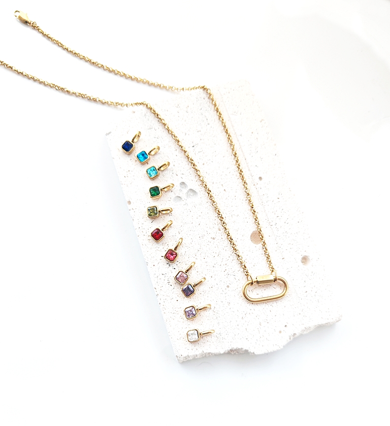 Plain Jane Link Necklace ~Rolo Chain & Carabiner Lock ~ 14K Gold Waterproof - Image 9