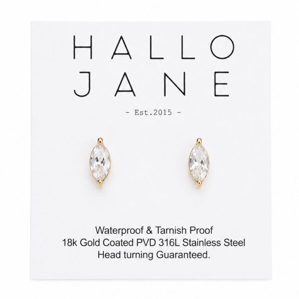 Marquise Crystal Studs– 14K Gold Waterproof Earrings